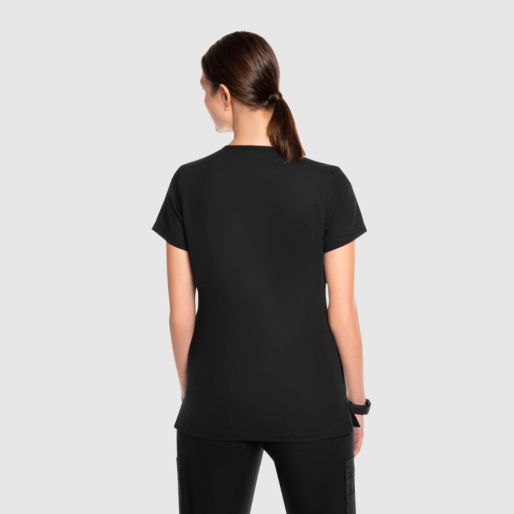 Nura Three Pocket Scrub Top Black
