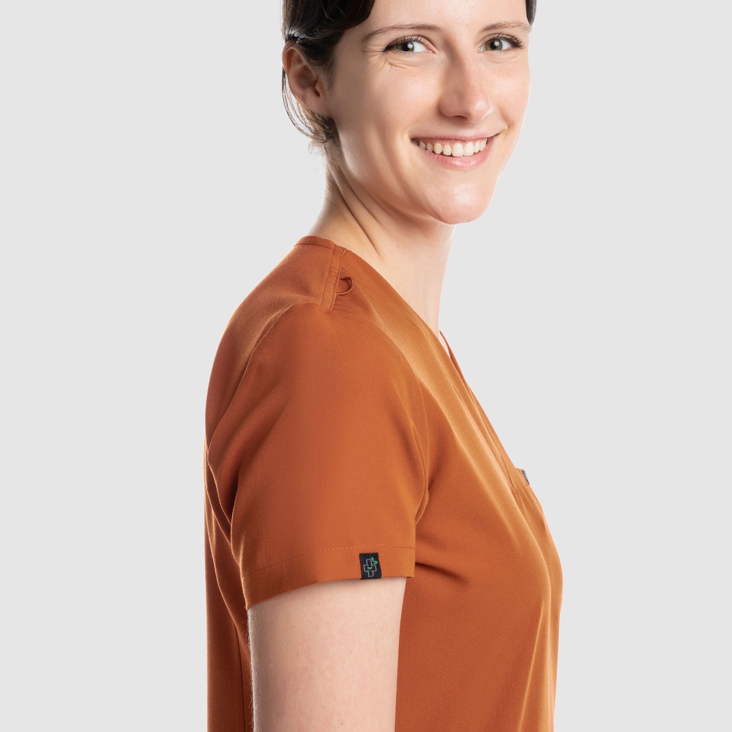 Nura Three Pocket Scrub Top Burnt Orange