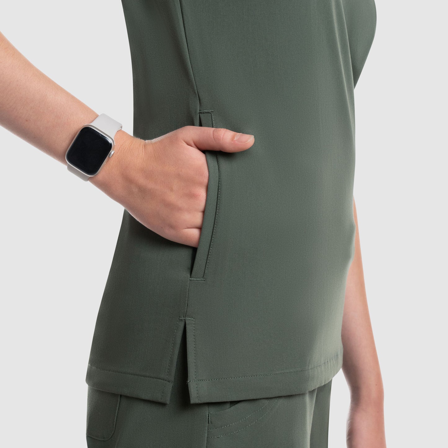 Nura Three Pocket Scrub Top Olive