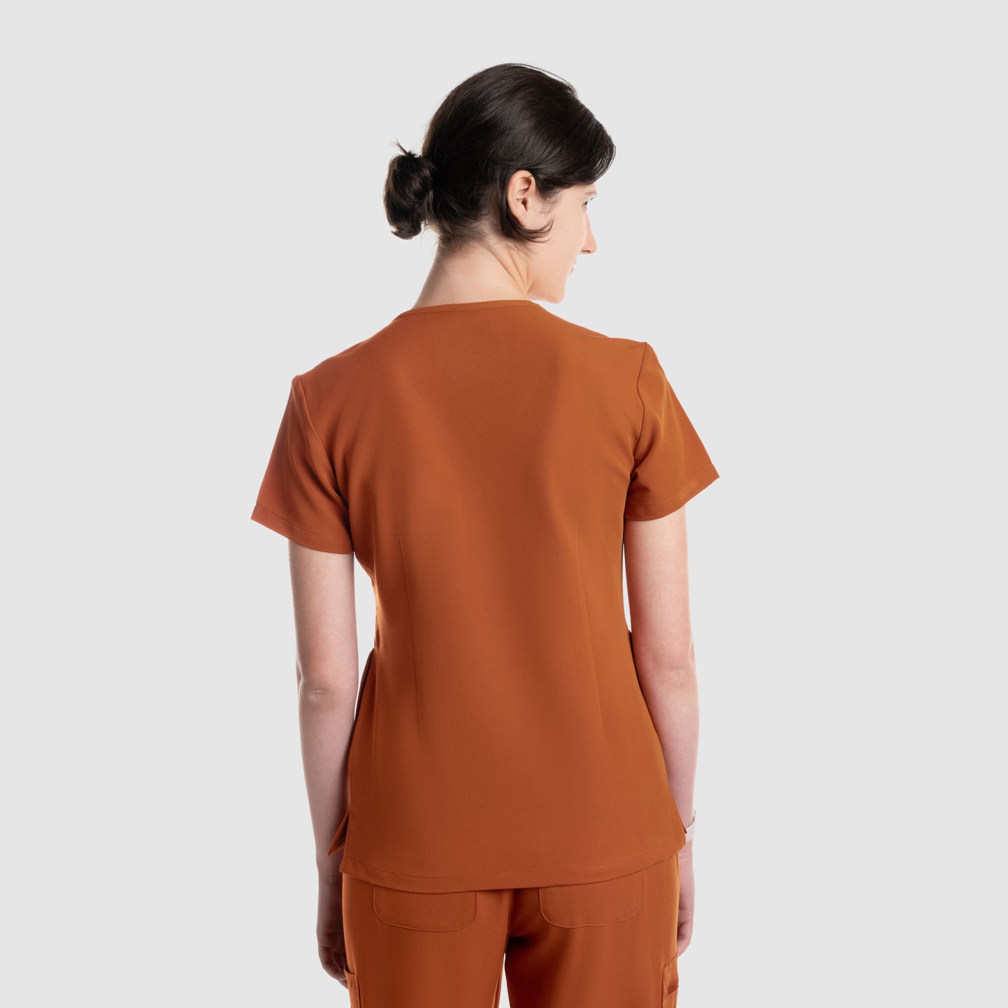 Nura Three Pocket Scrub Top Burnt Orange