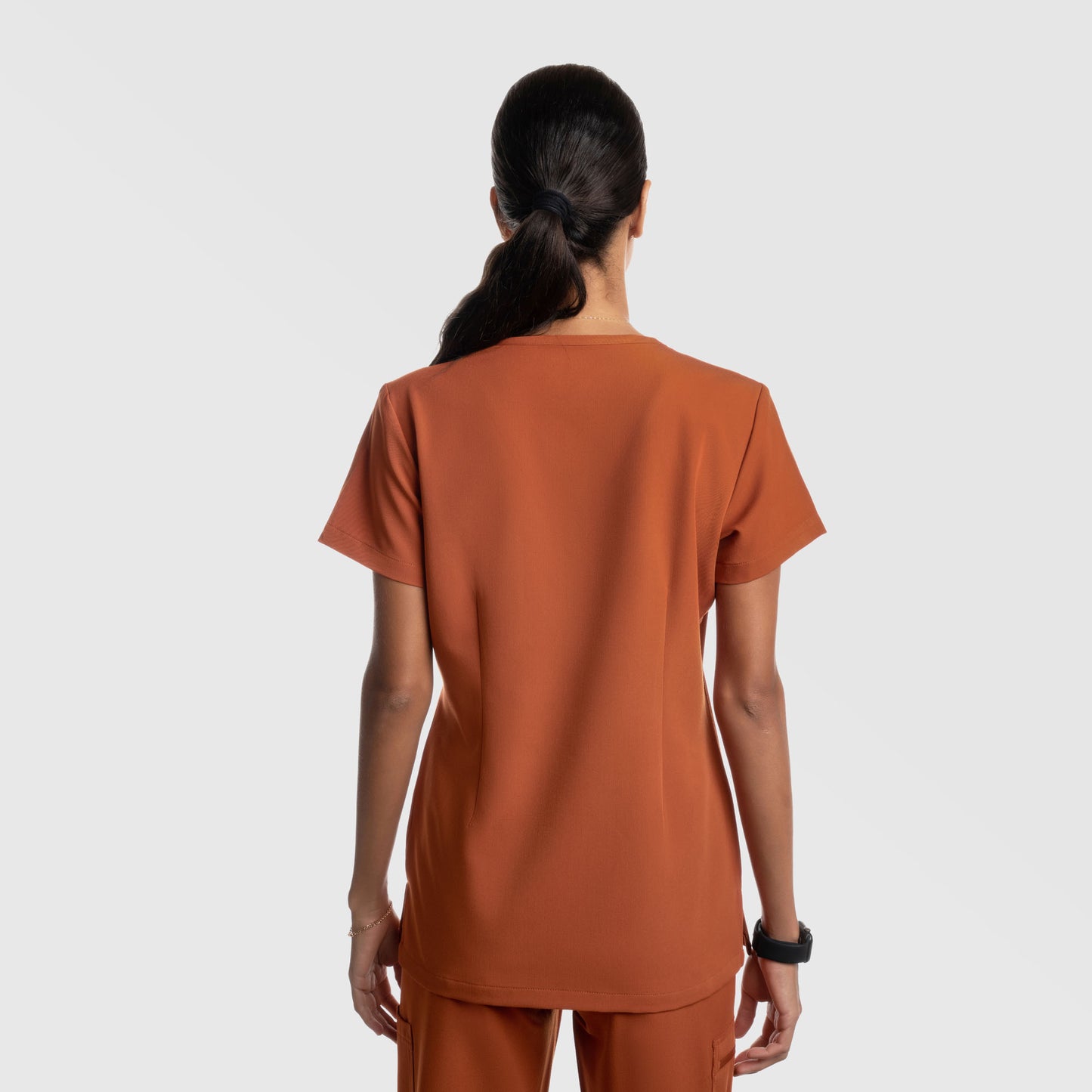 Amara One Pocket Scrub Top Burnt Orange