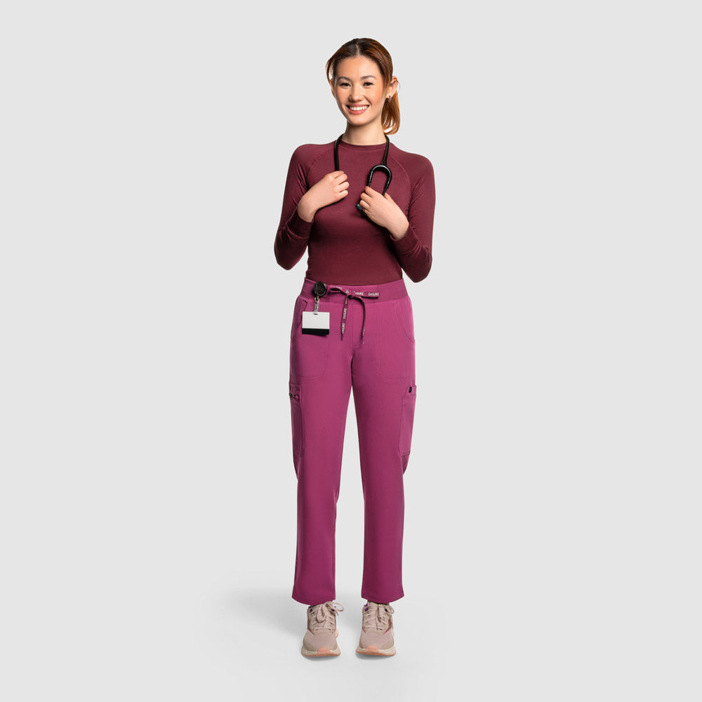 Selina Cargo Scrub Pants Wine