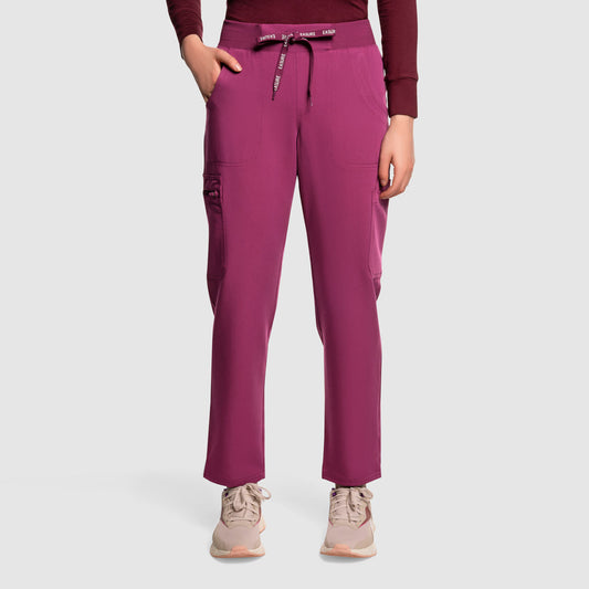 Selina Cargo Scrub Pants Wine