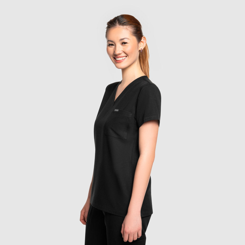 Amara One Pocket Scrub Top Black