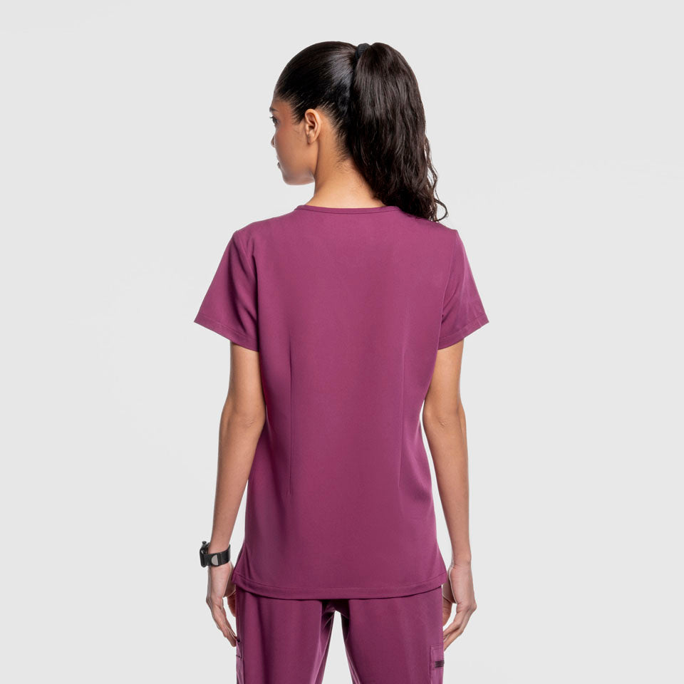 One Pocket Scrub Top Wine