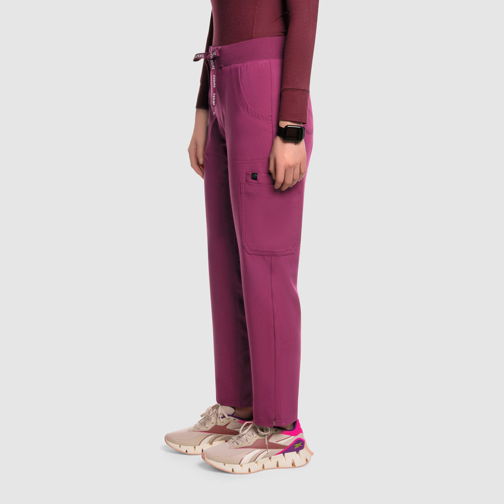 Selina Cargo Scrub Pants Wine
