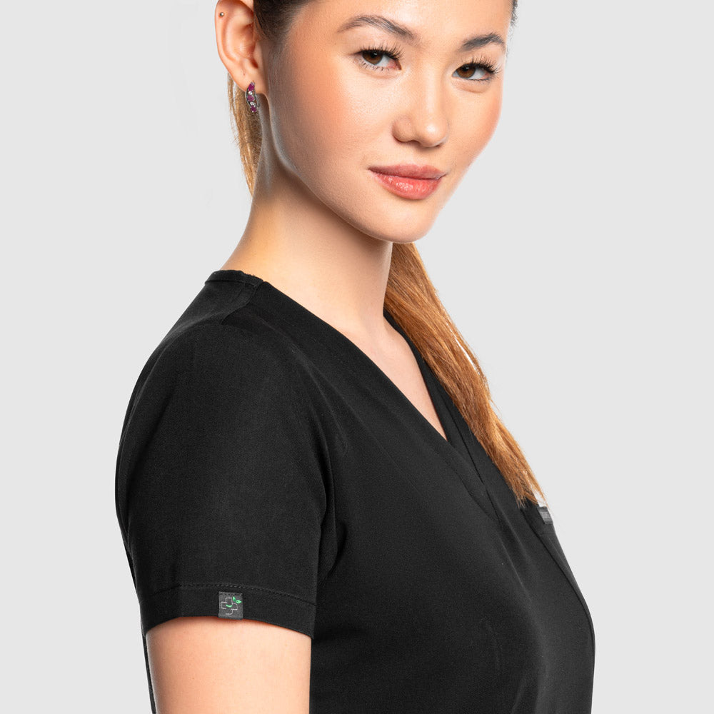 Amara One Pocket Scrub Top Black