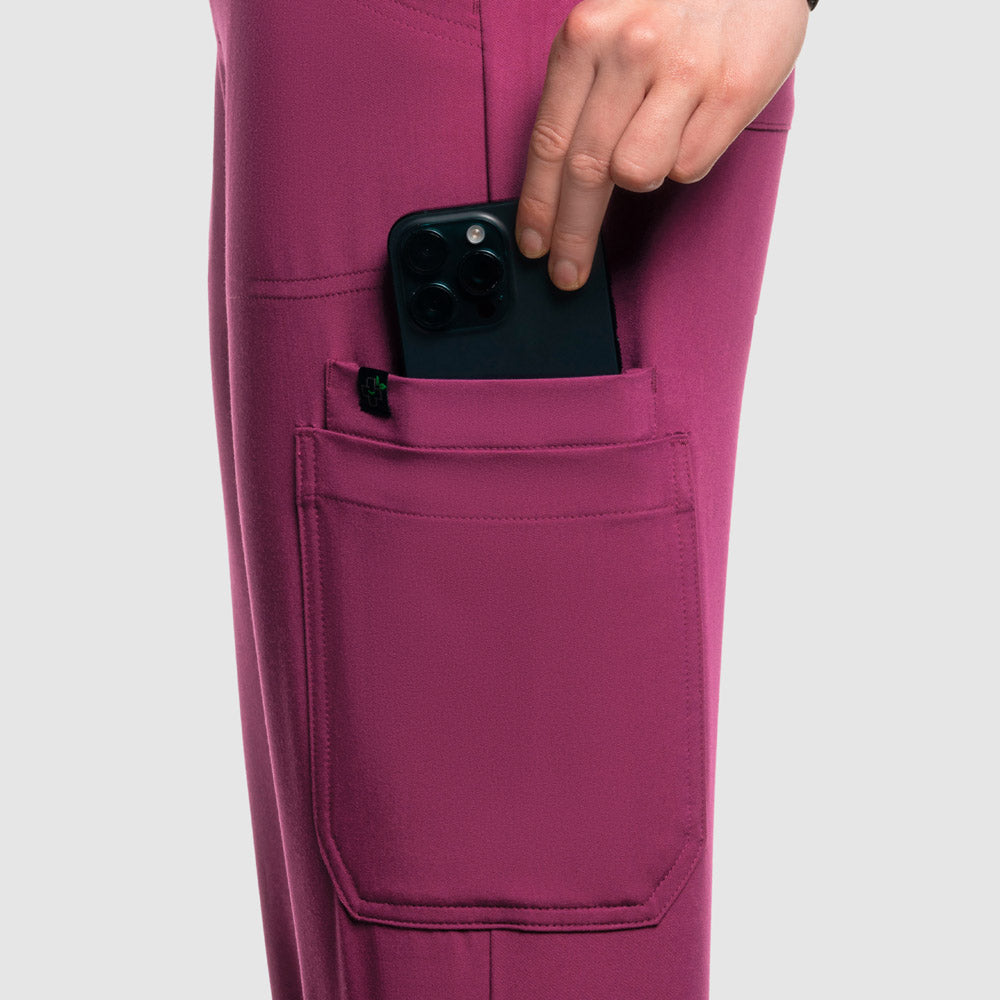 Selina Cargo Scrub Pants Wine