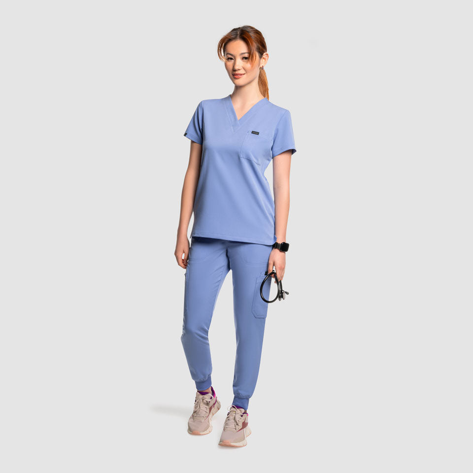 Amara One Pocket Scrub Top Ceil Blue