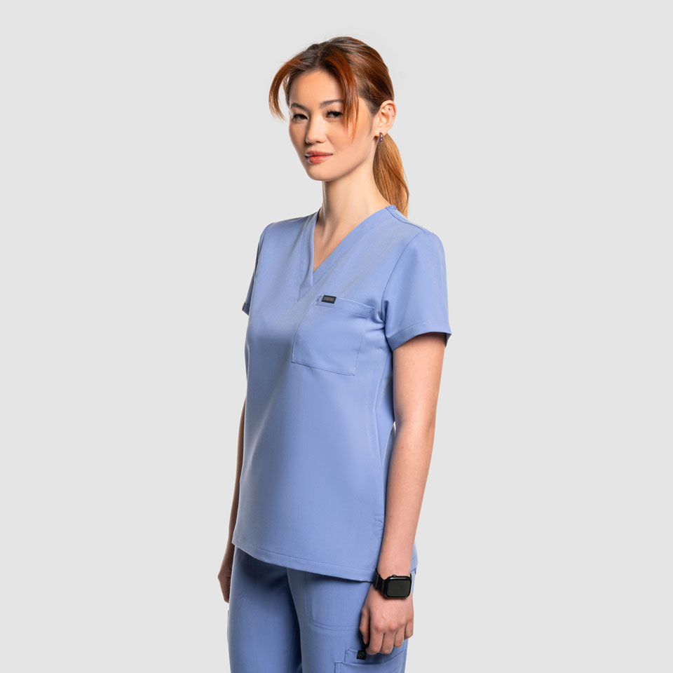 Amara One Pocket Scrub Top Ceil Blue
