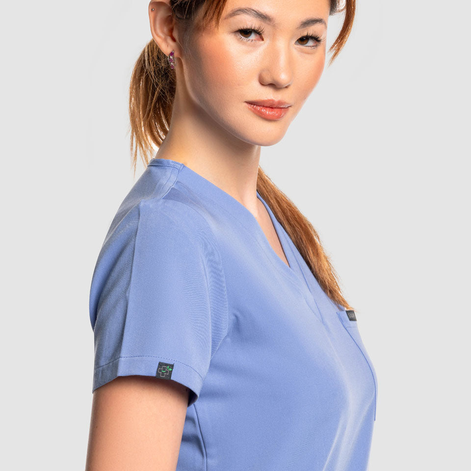 One Pocket Scrub Top Ceil Blue