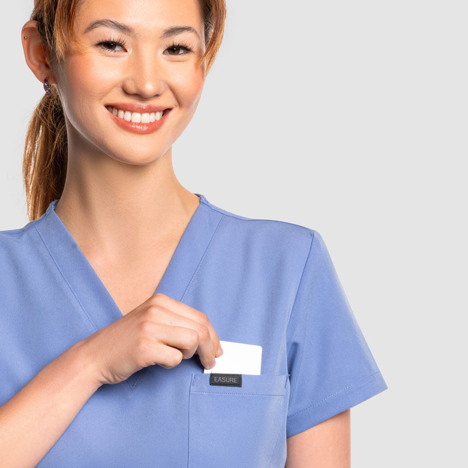 Amara One Pocket Scrub Top Ceil Blue